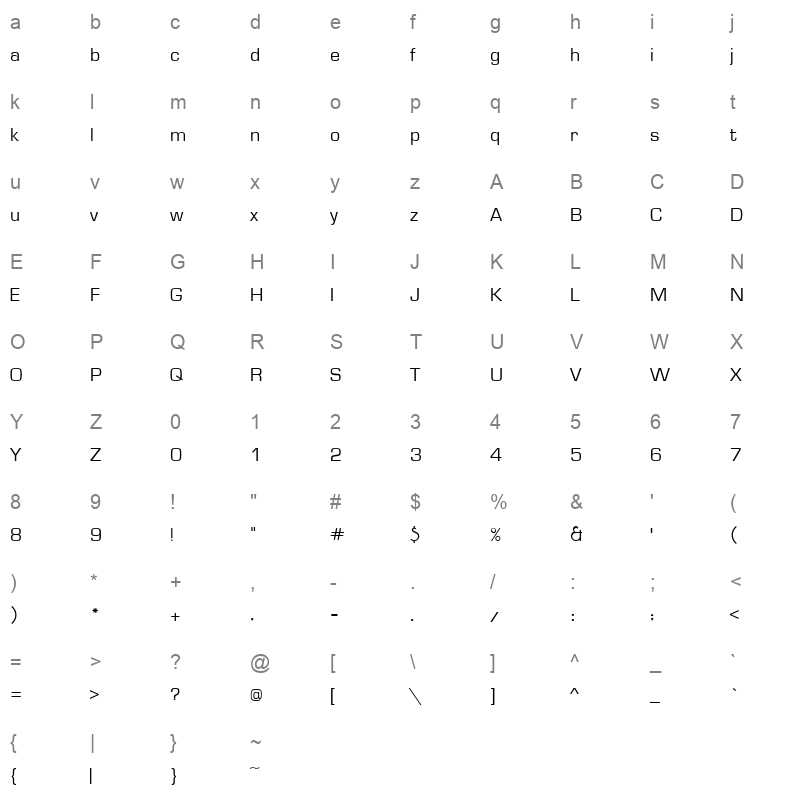 AGA Rasheeq V.2 Bold Character Map