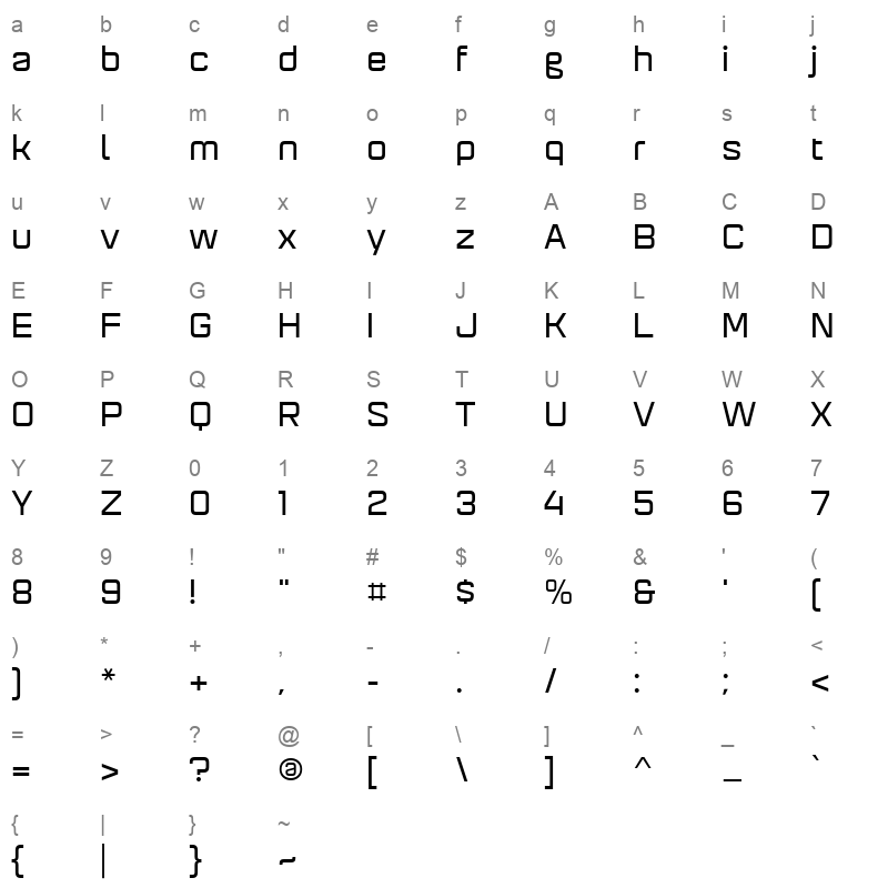 aguda bold Character Map