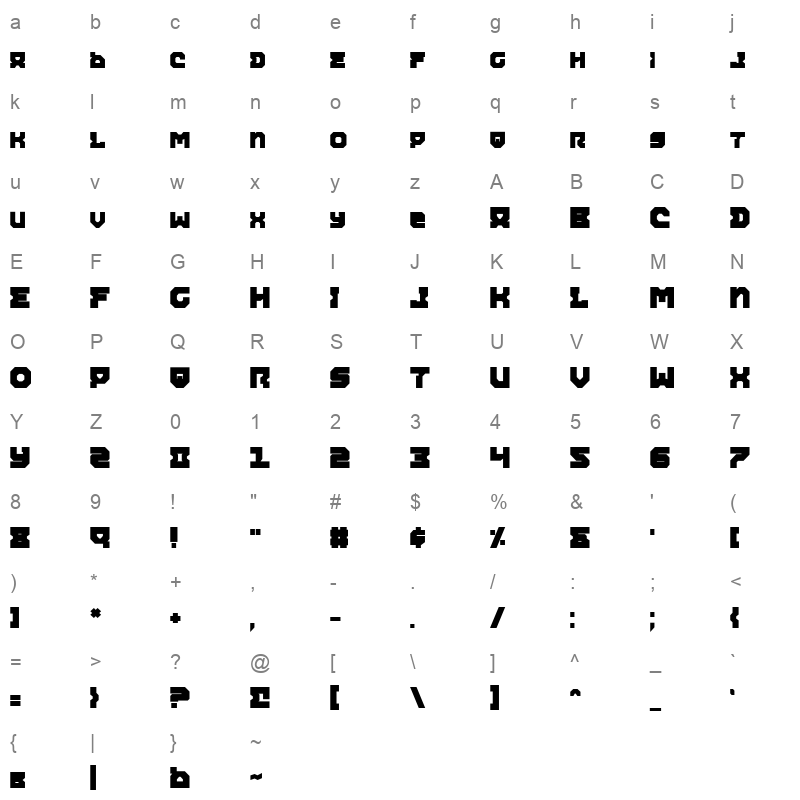 airacobra extra bold Character Map