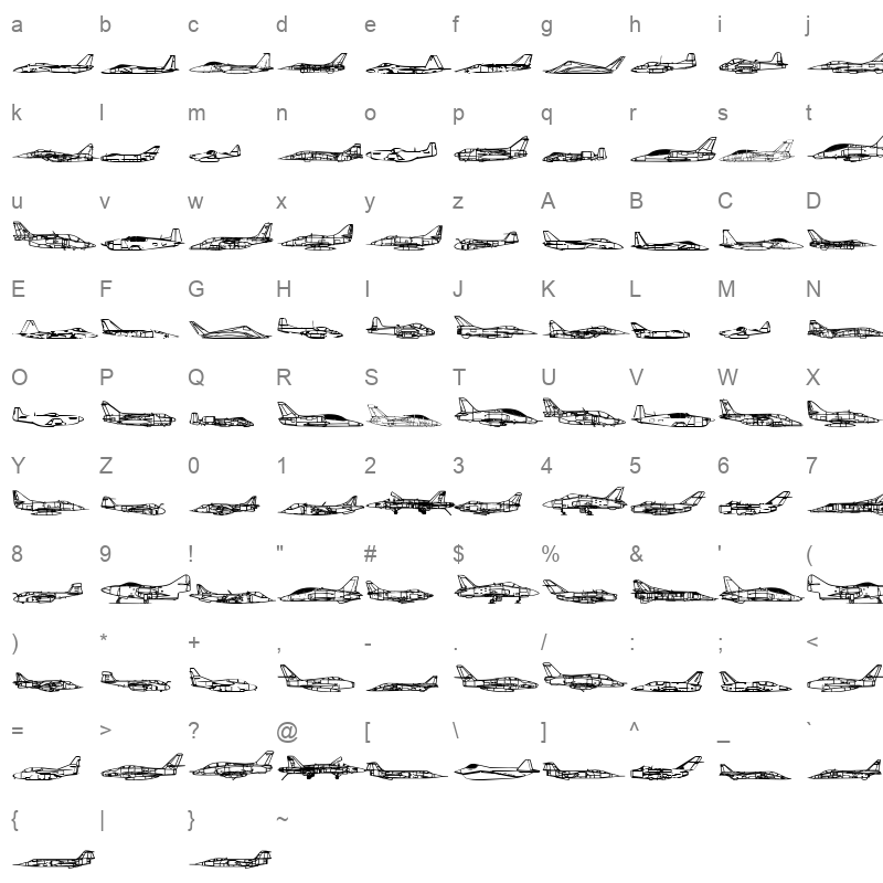 airforceiib Character Map