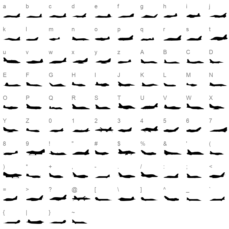 airforceiibs otf Character Map