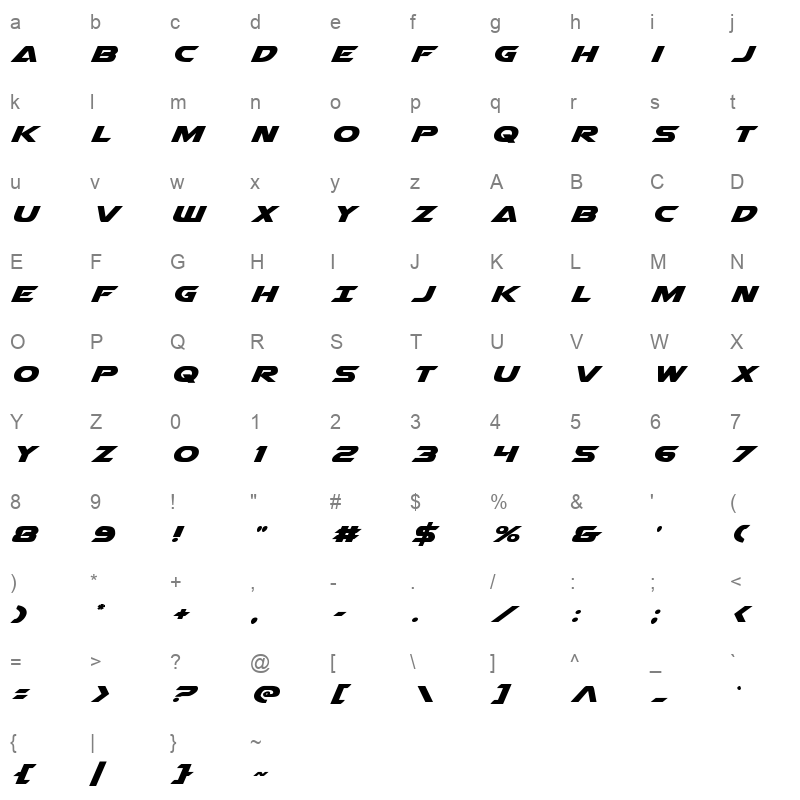 airstrike expanded Character Map