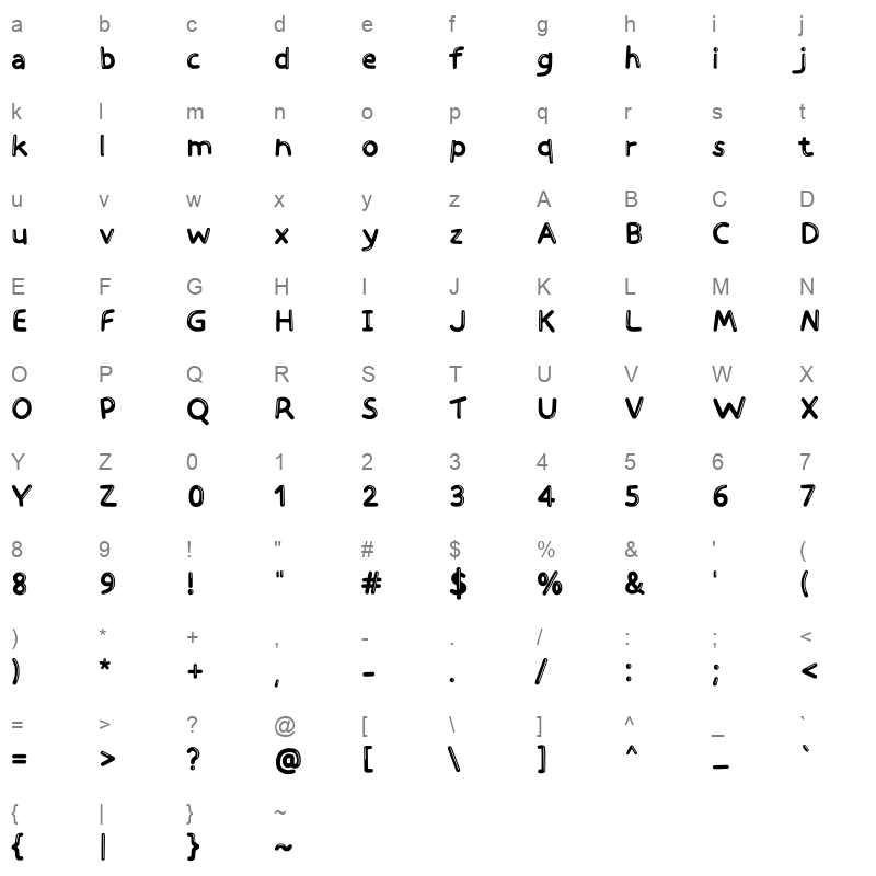 airy alphabet medium Character Map