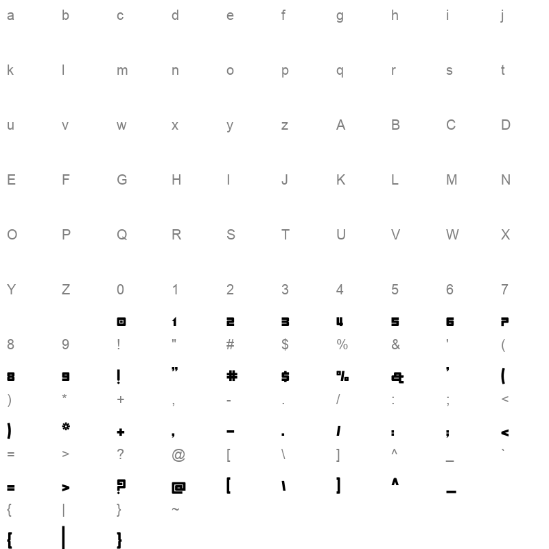 Alama Bold Character Map