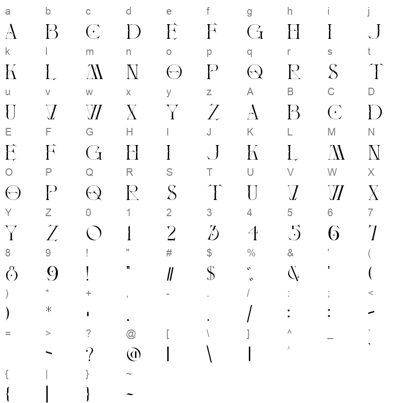 allowing freedom light Character Map