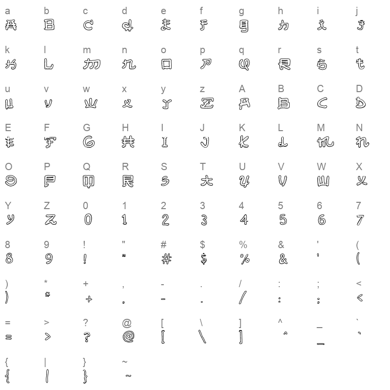 almost japanese smooth Character Map