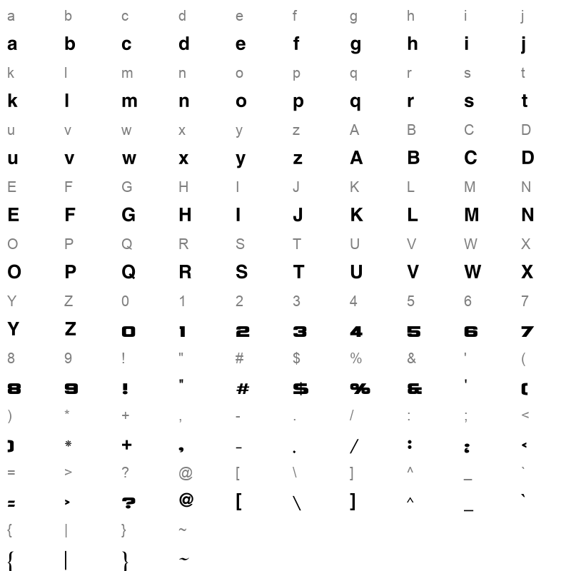 AlQalam Khawar Regular Character Map