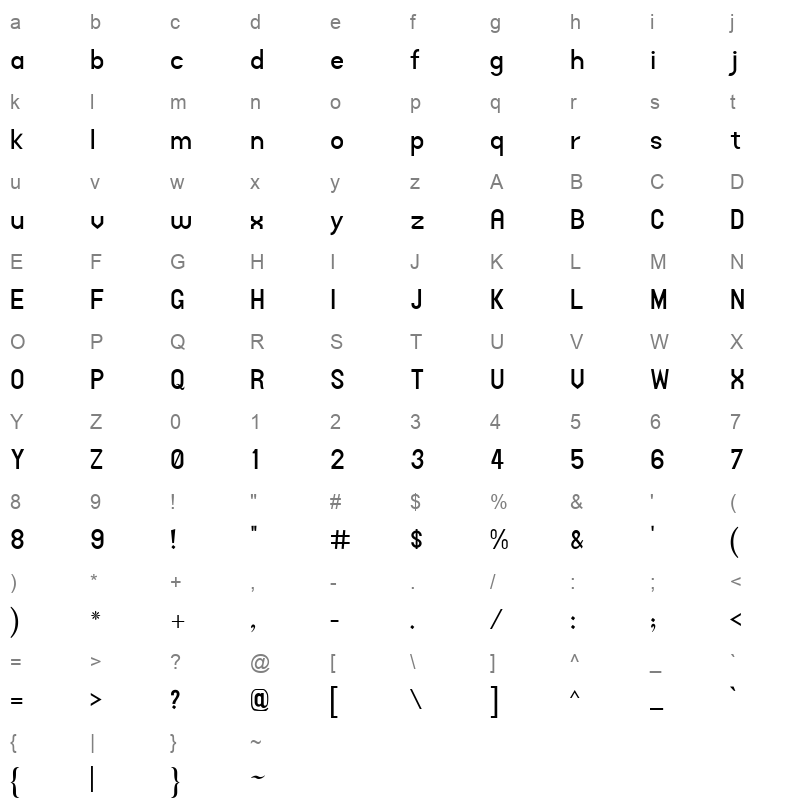 alqalam naqsh regular 1 Character Map