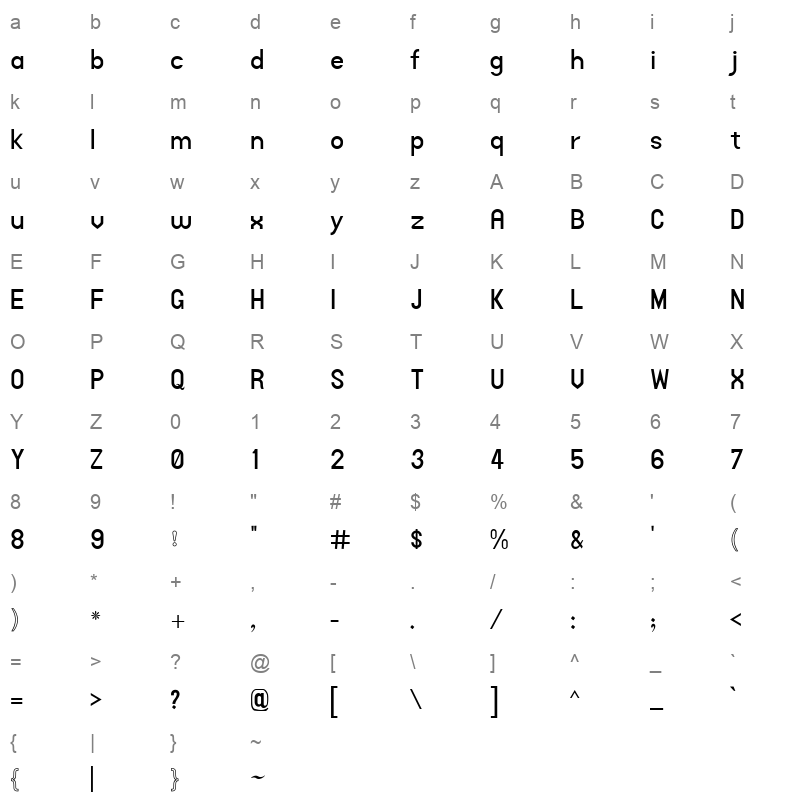 AlQalam Outline Character Map