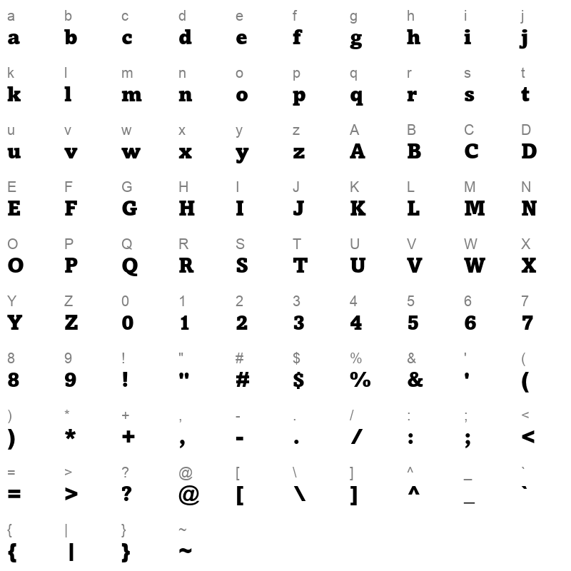 amasis mt std black Character Map