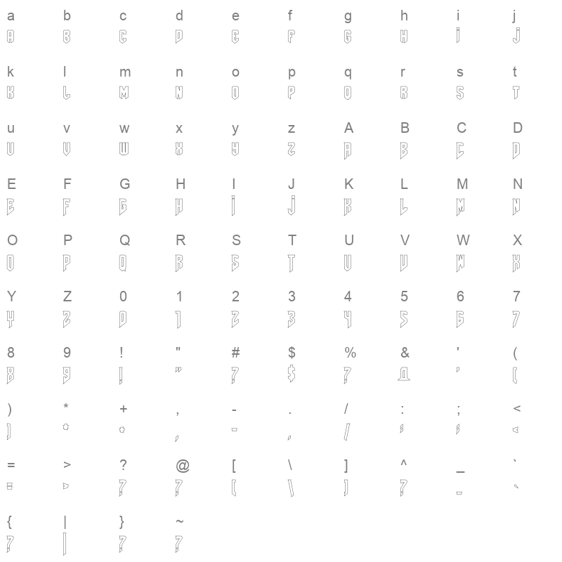 amazdoom left outline Character Map