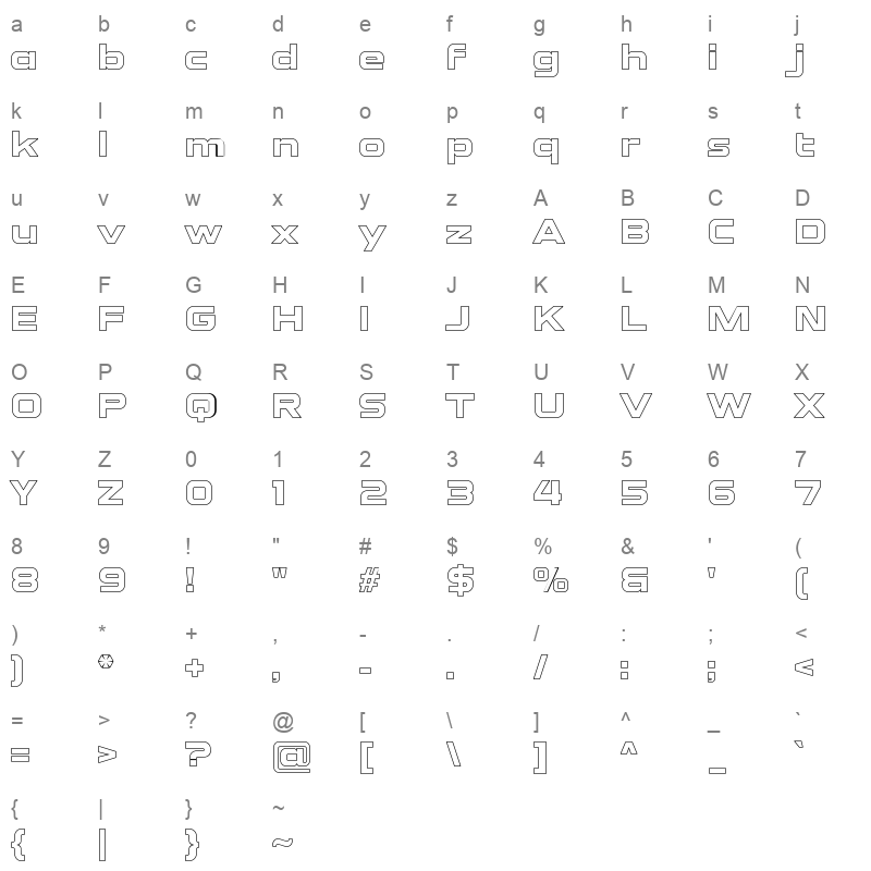 ambatah extrabold outline Character Map