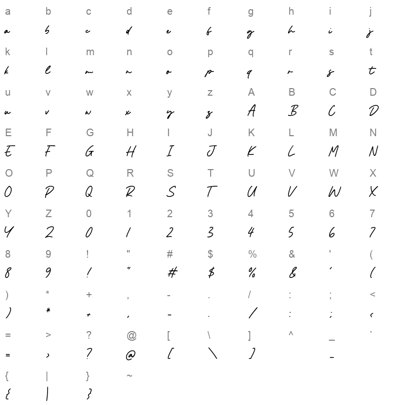 american diamond Character Map