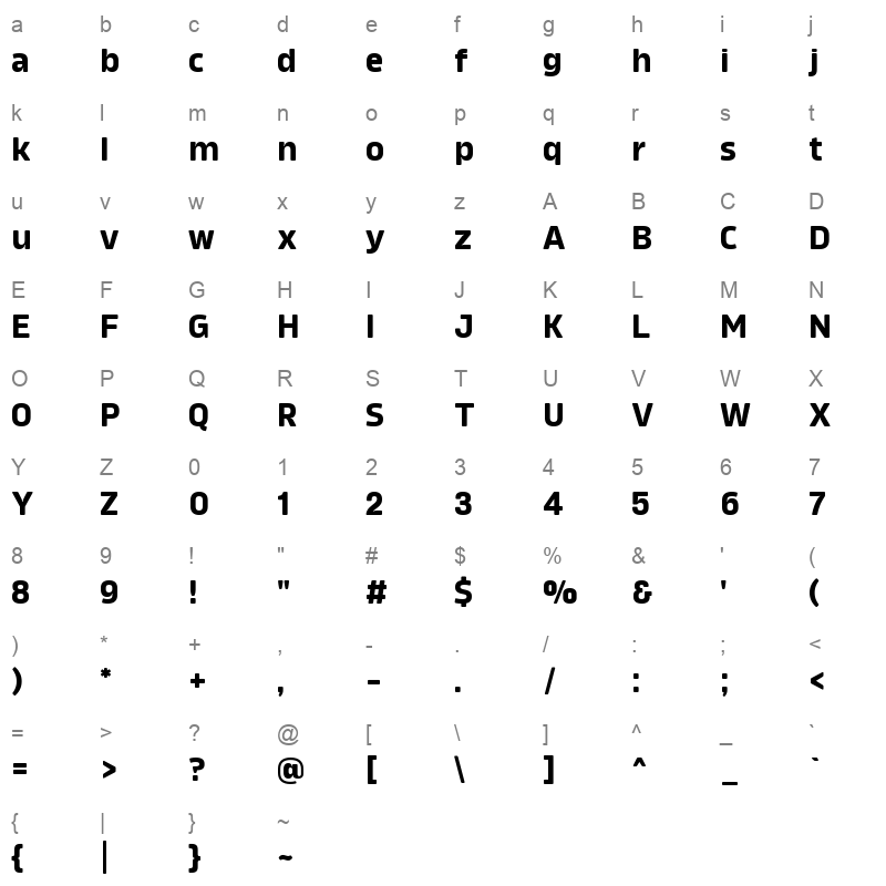 amfibia bold Character Map
