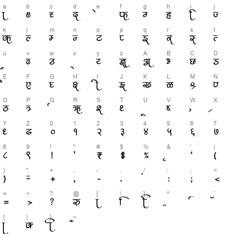 ams aasmi regular ttf Character Map