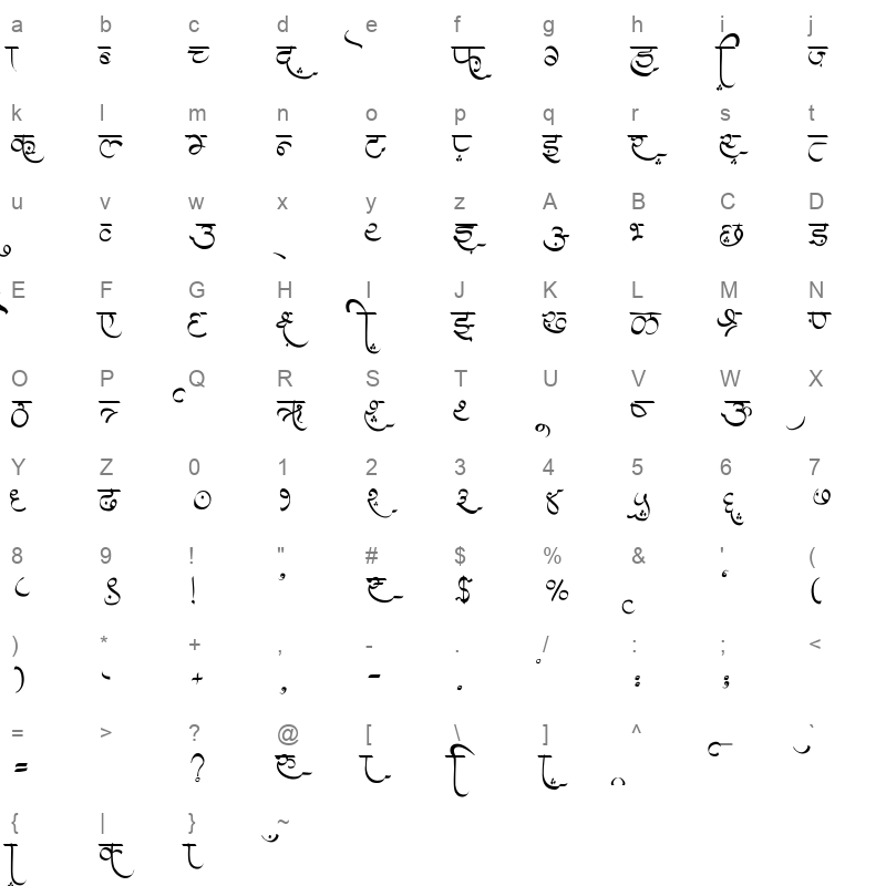 AMS Afrin Regular Character Map