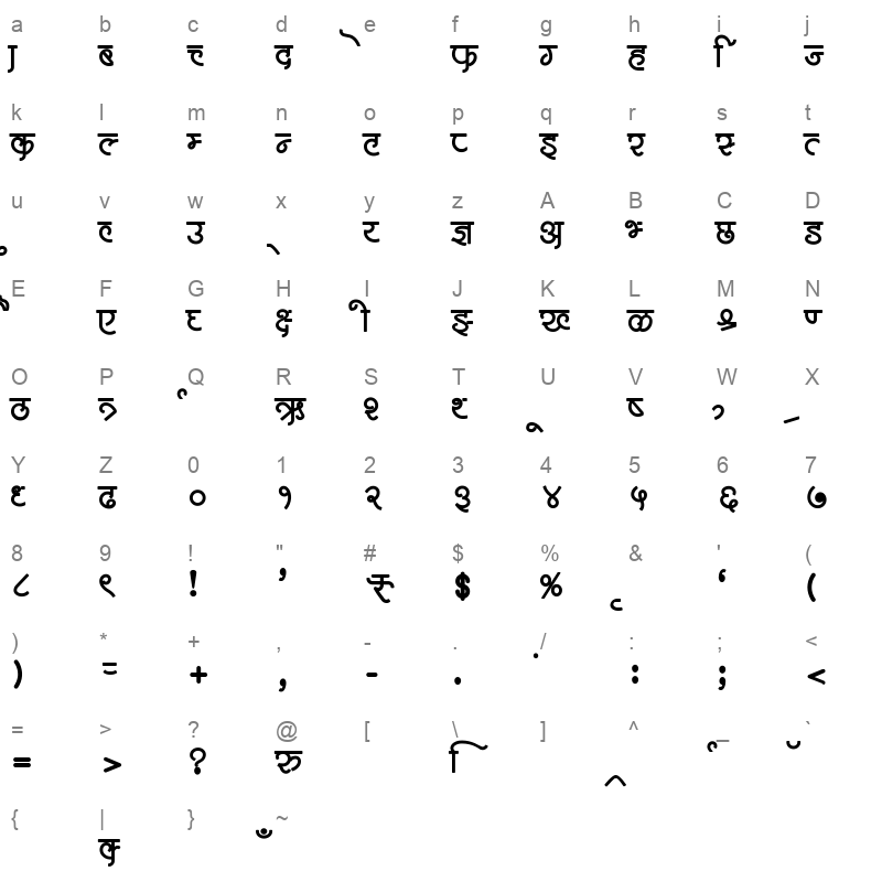 AMS Barakhadi Regular Character Map