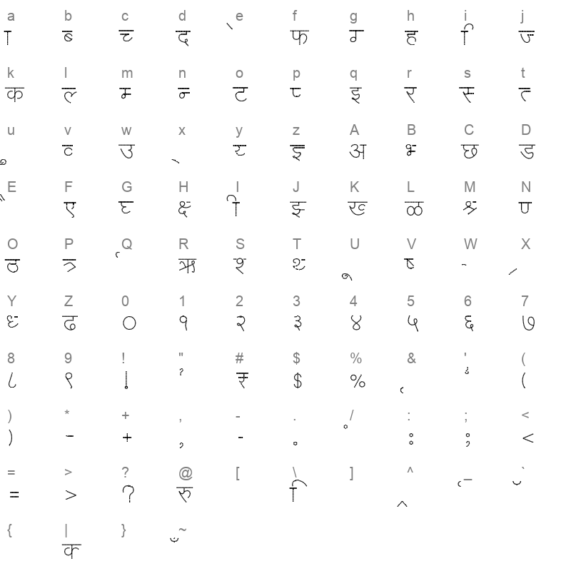 AMS Bindu Rekha 1 Bold Regular Character Map