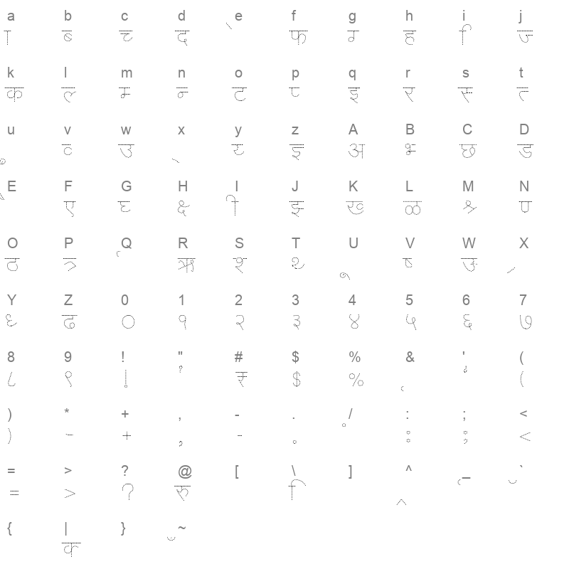 AMS Bindu Rekha 1 Regular Character Map