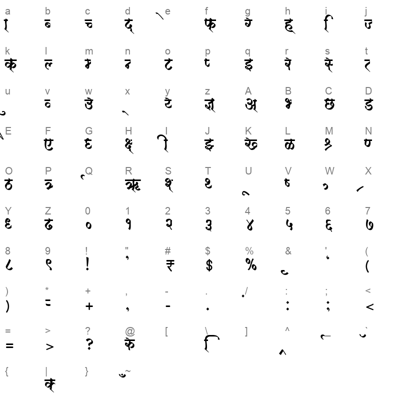 AMS Calligraphy 9 Regular Character Map