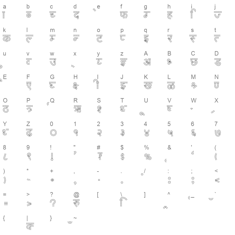 AMS Cinema Regular Character Map