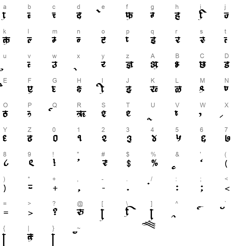 AMS Deepak Regular Character Map