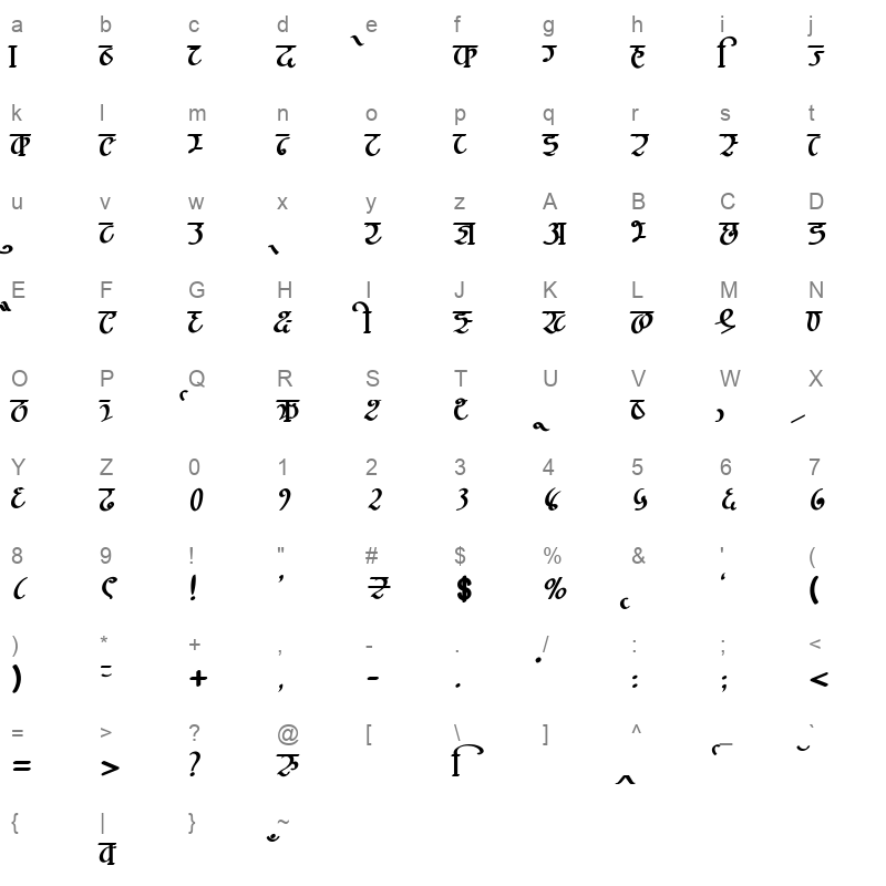 AMS Dipanshu Regular Character Map