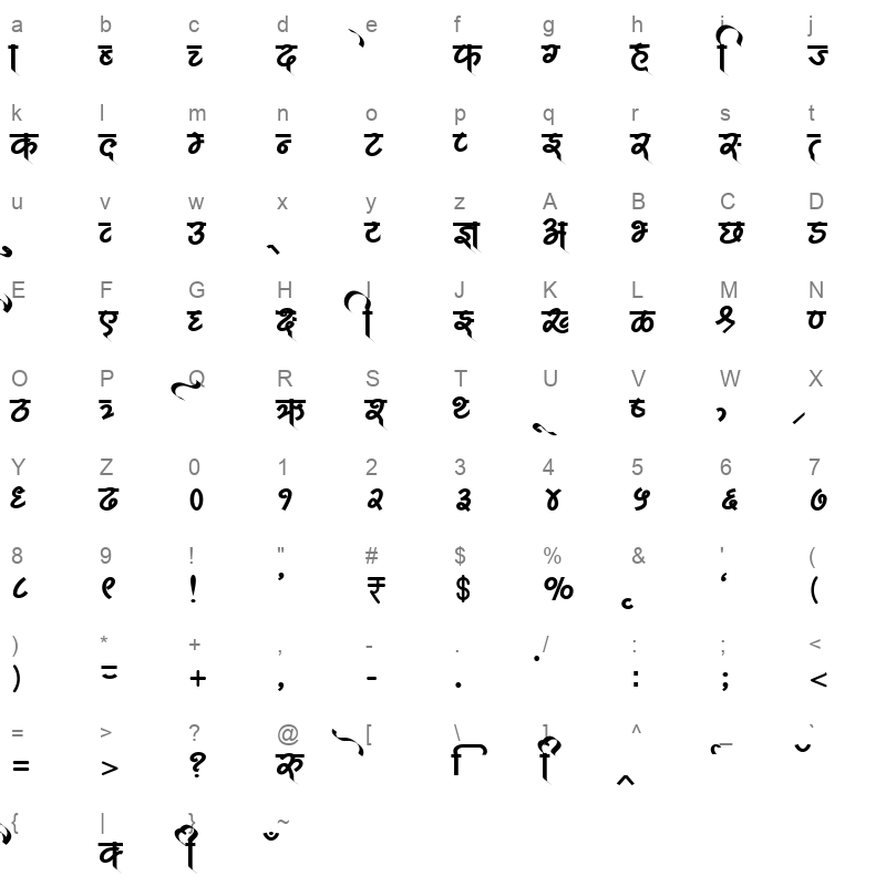 AMS Ganesha Regular Character Map