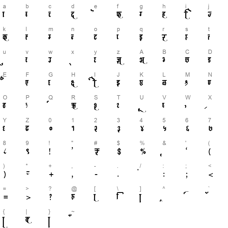 AMS GeoScript Regular Character Map