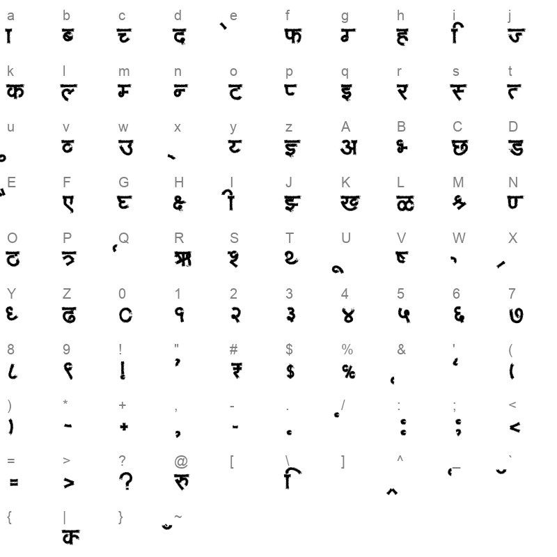 AMS Glassy Regular Character Map