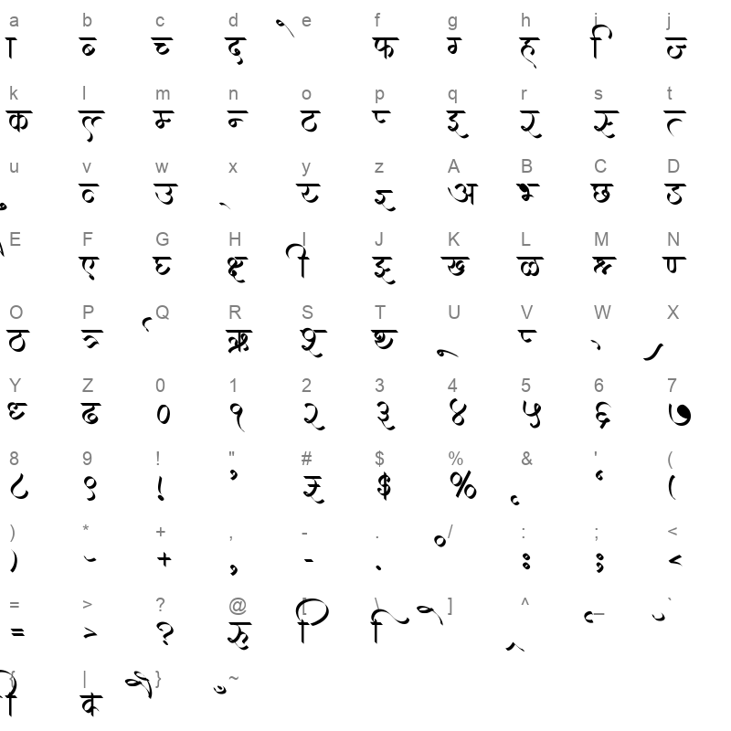 AMS Gourav Bold Regular Character Map