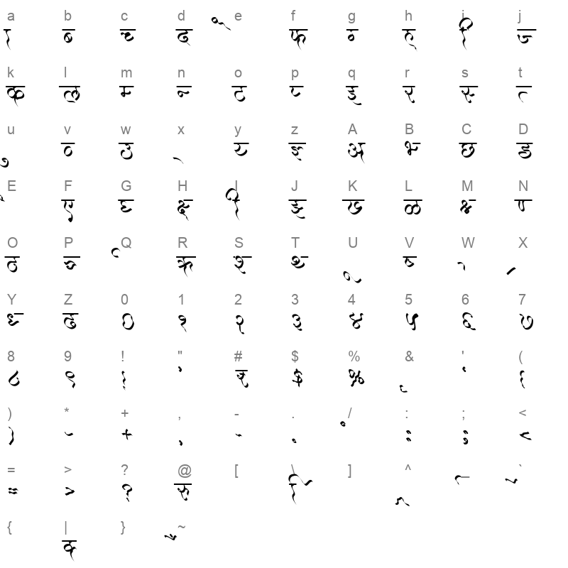 AMS Hastkala 2 Regular Character Map