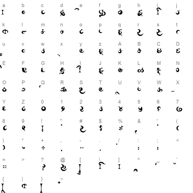 AMS Jambo Regular Character Map
