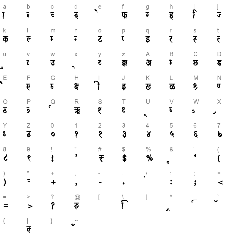 AMS Jiwan Regular Character Map