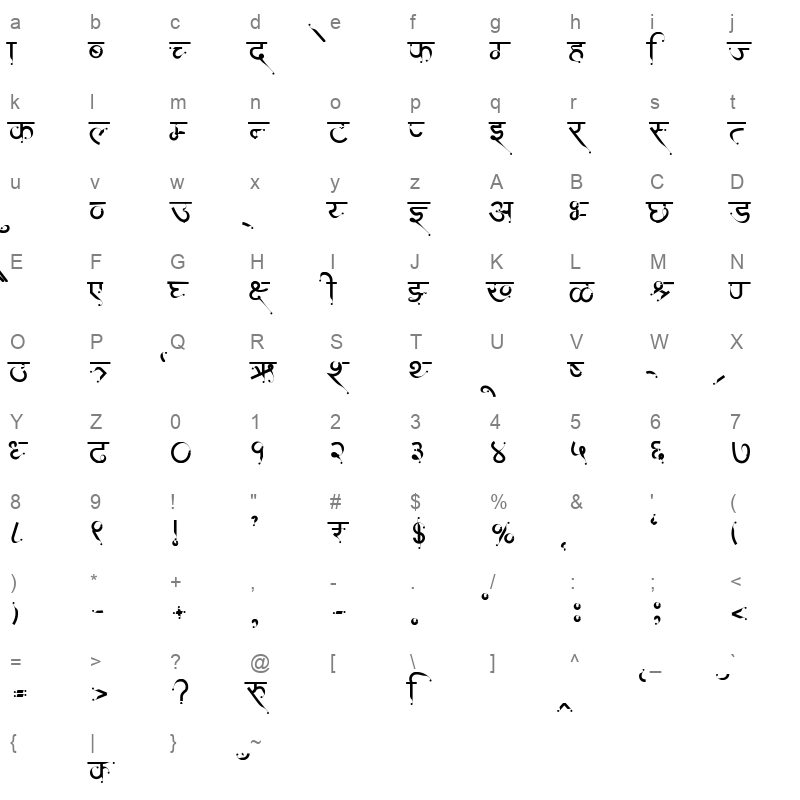 AMS Kangna Regular Character Map
