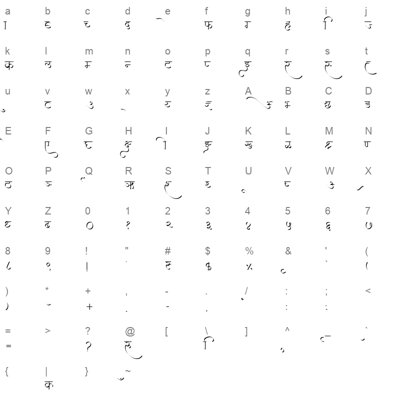 AMS Kashi Regular Character Map