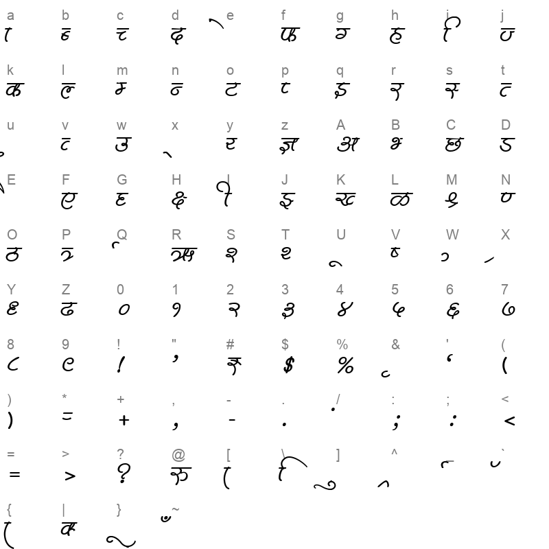 AMS Lekhan 4 Regular Character Map