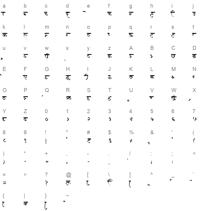 AMS Modi Regular Character Map