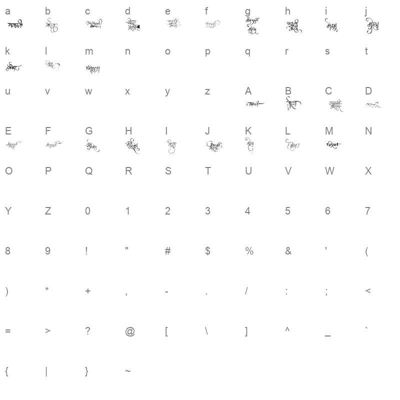 AMS Morya 01 Regular Character Map