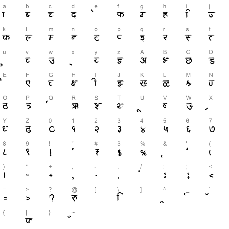 AMS Nirakriti Regular Character Map