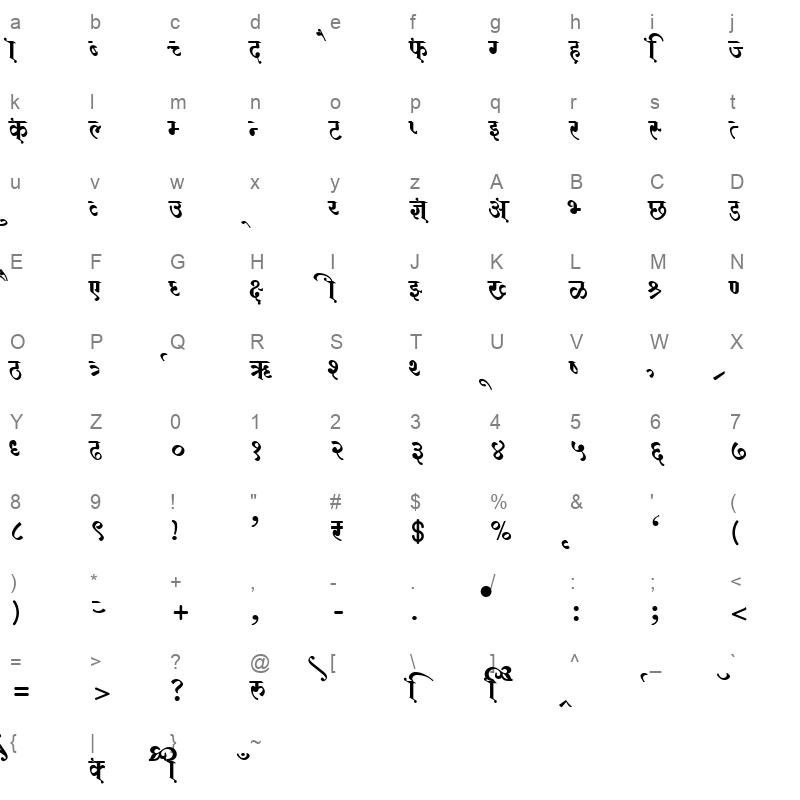 AMS Payal Regular Character Map