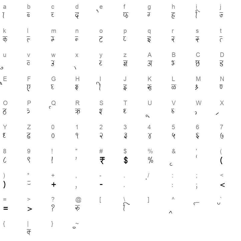 AMS Pencil Regular Character Map