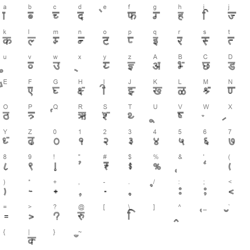 AMS Rekha 5 Regular Character Map