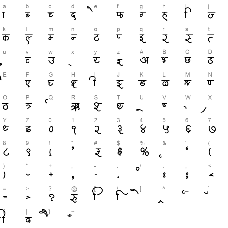AMS Samanya 1 Regular Character Map