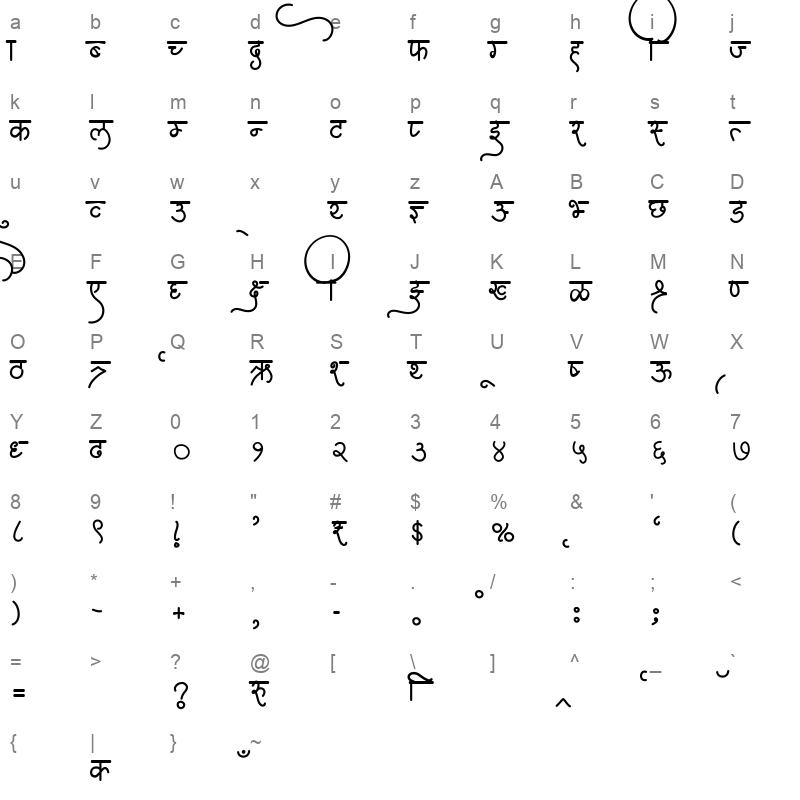 AMS Sudha Regular Character Map