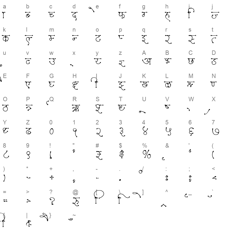 AMS Tikiya 1 Regular Character Map