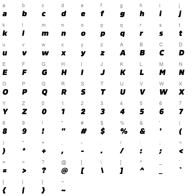 amsi pro normal ultra italic Character Map