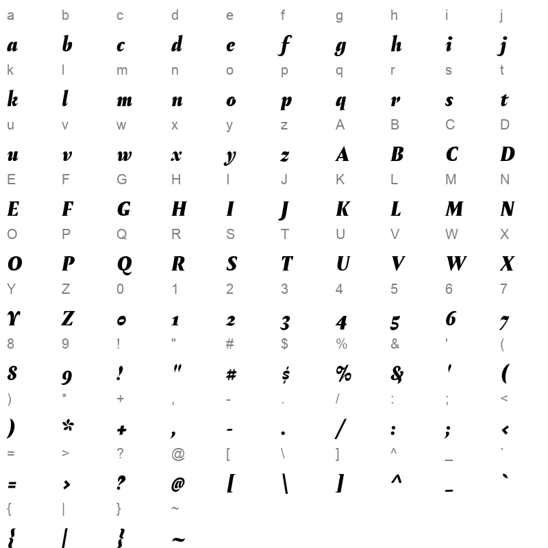 amster black Character Map