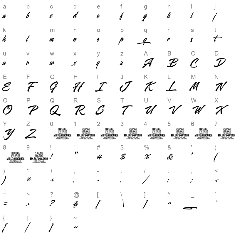 anaconda wildstyle Character Map