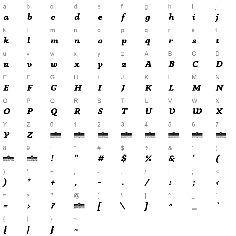 anaphora extrabold Character Map
